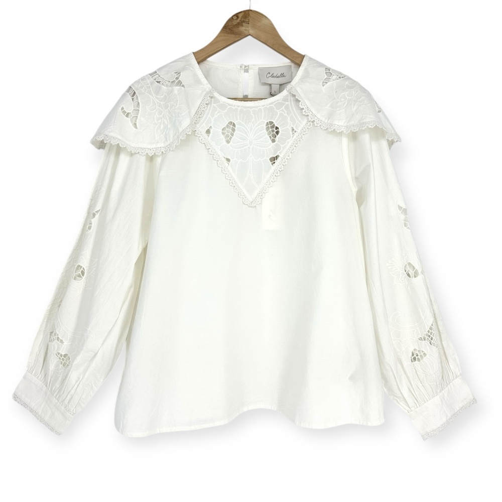 CLEOBELLA‎ Esme Blouse NWT size L Organic Cotton Anthropologie Cottagecore Lace
